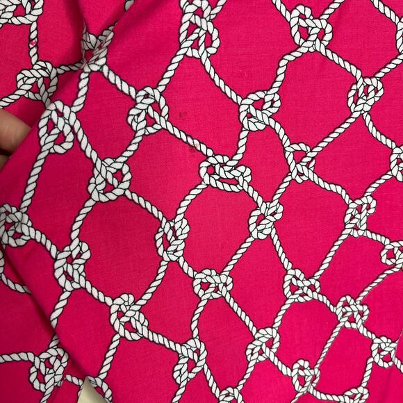 J. McLaughlin Cropped Pants 4 Pink Mid Rise Straight Rope Print Poplin Cotton - Picture 9 of 9